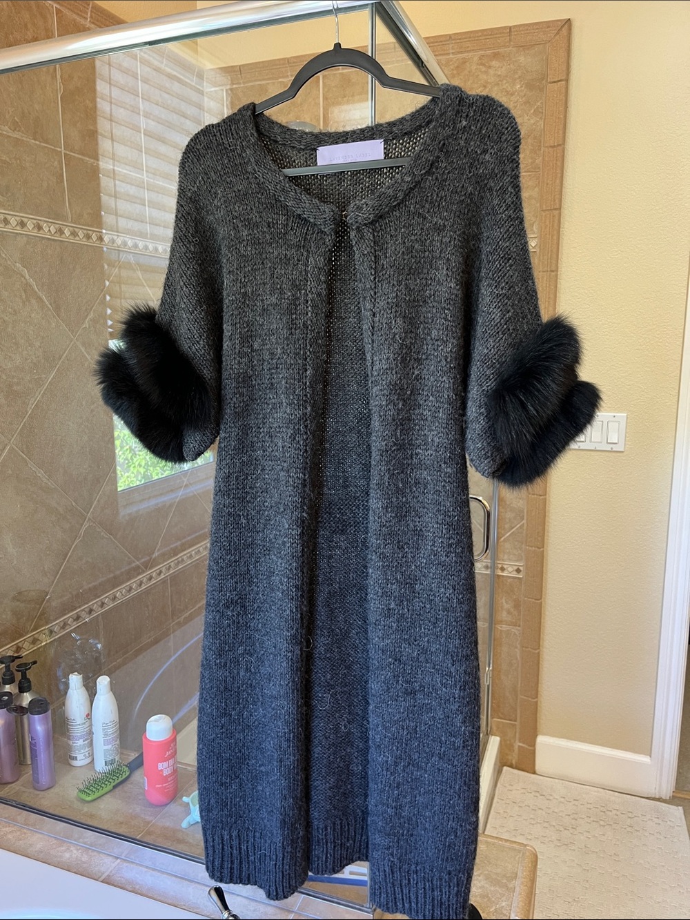 Lavender Label by Vera Wang Charcoal Knit Coatigan